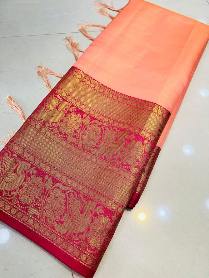 Plain tissue Smooth Weaving Silk Sarees Catalog